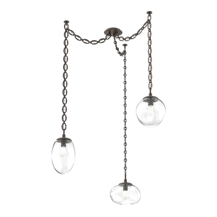 Cosmos Swag Chandelier by Hammerton Studio 3 Lights in Flat Bronze with Clear glass on chain (E26)