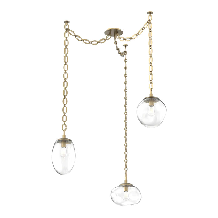 Cosmos Swag Chandelier by Hammerton Studio 3 Lights in Gilded Brass with Clear glass on chain (E26)