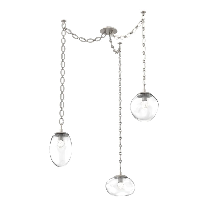 Cosmos Swag Chandelier by Hammerton Studio 3 Lights in Beige Silver with Clear glass on chain (LED)