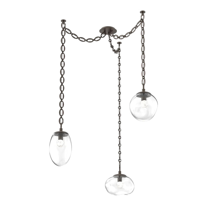 Cosmos Swag Chandelier by Hammerton Studio 3 Lights in Flat Bronze with Clear glass on chain (LED)