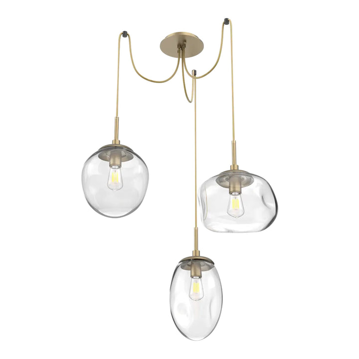 Cosmos Swag Chandelier by Hammerton Studio 3 Lights in Gilded Brass with Clear glass on adjustable cord (E26)