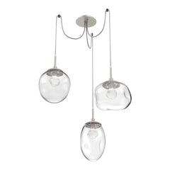 Cosmos Swag Chandelier by Hammerton Studio 3 Lights in Beige Silver with Clear glass on adjustable cord (LED)