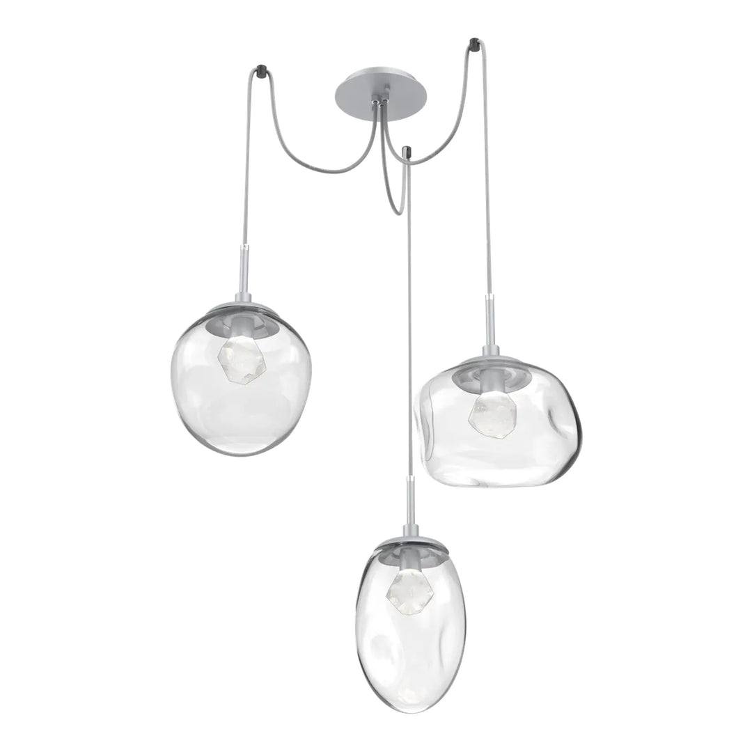 Cosmos Swag Chandelier by Hammerton Studio 3 Lights in Classic Silver with Clear glass on adjustable cord (LED)