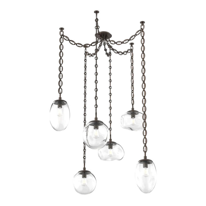Cosmos Swag Chandelier by Hammerton Studio 6 Lights in Flat Bronze with Clear glass on chain (E26)