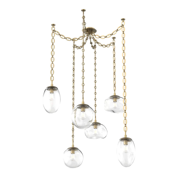 Cosmos Swag Chandelier by Hammerton Studio 6 Lights in Gilded Brass with Clear glass on chain (E26)