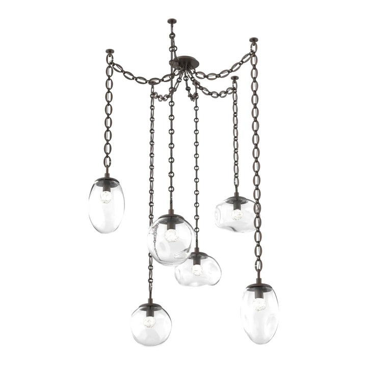 Cosmos Swag Chandelier by Hammerton Studio 6 Lights in Flat Bronze with Clear glass on chain (LED)