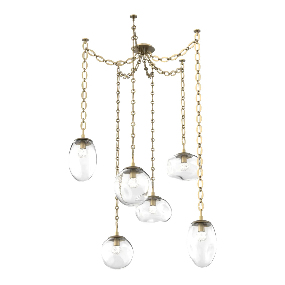 Cosmos Swag Chandelier by Hammerton Studio 6 Lights in Gilded Brass with Clear glass on chain (LED)