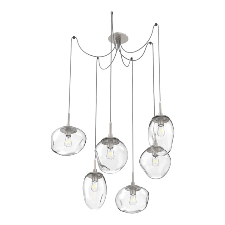Cosmos Swag Chandelier by Hammerton Studio 6 Lights in Beige Silver with Clear glass on adjustable cord (E26)