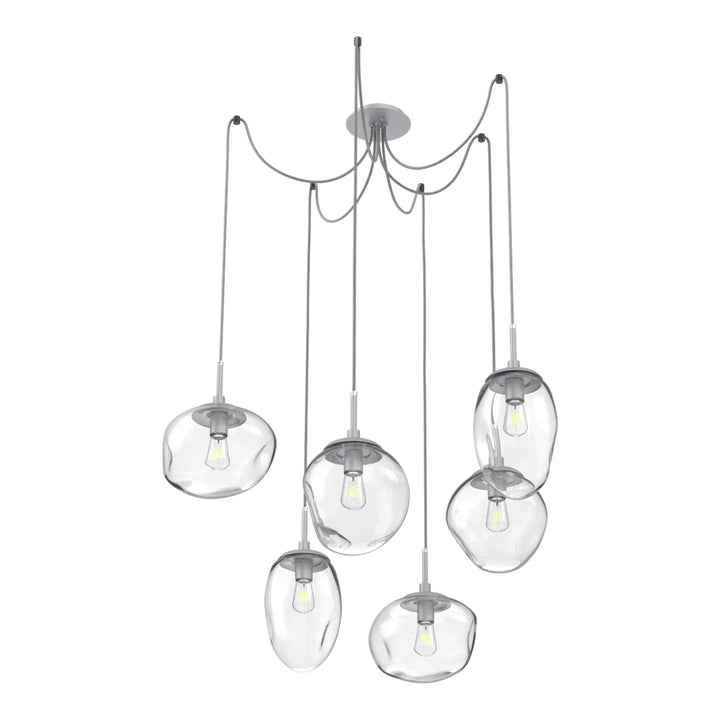 Cosmos Swag Chandelier by Hammerton Studio 6 Lights in Classic Silver with Clear glass on adjustable cord (E26)