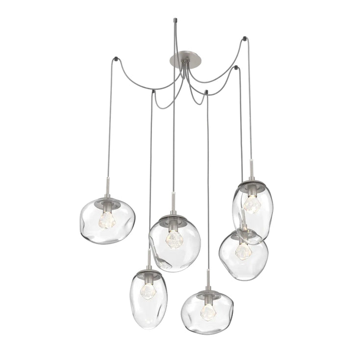 Cosmos Swag Chandelier by Hammerton Studio 6 Lights in Beige Silver with Clear glass on adjustable cord (LED)