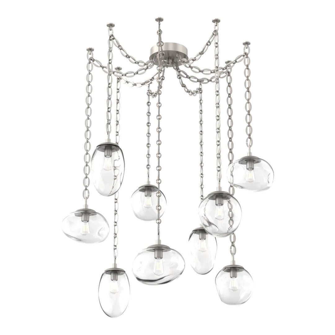 Cosmos Swag Chandelier by Hammerton Studio 9 Lights in Beige Silver with Clear glass on chain (E26)