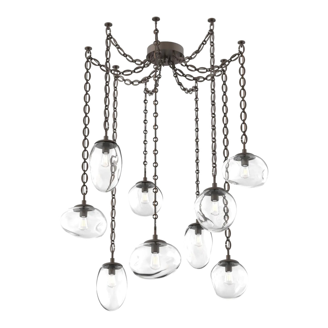 Cosmos Swag Chandelier by Hammerton Studio 9 Lights in Flat Bronze with Clear glass on chain (E26)
