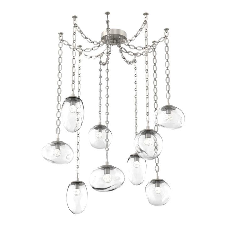 Cosmos Swag Chandelier by Hammerton Studio 9 Lights in Beige Silver with Clear glass on chain (LED)