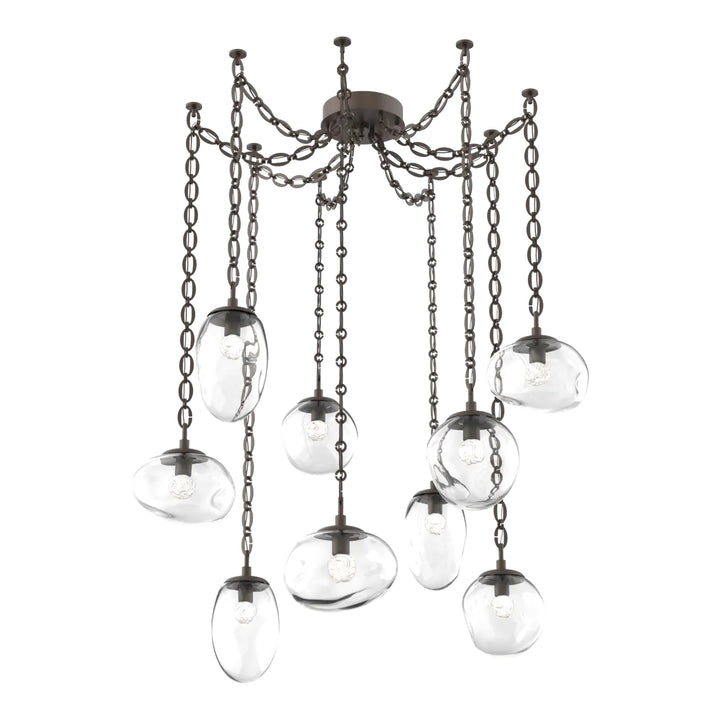 Cosmos Swag Chandelier by Hammerton Studio 9 Lights in Flat Bronze with Clear glass on chain (LED)