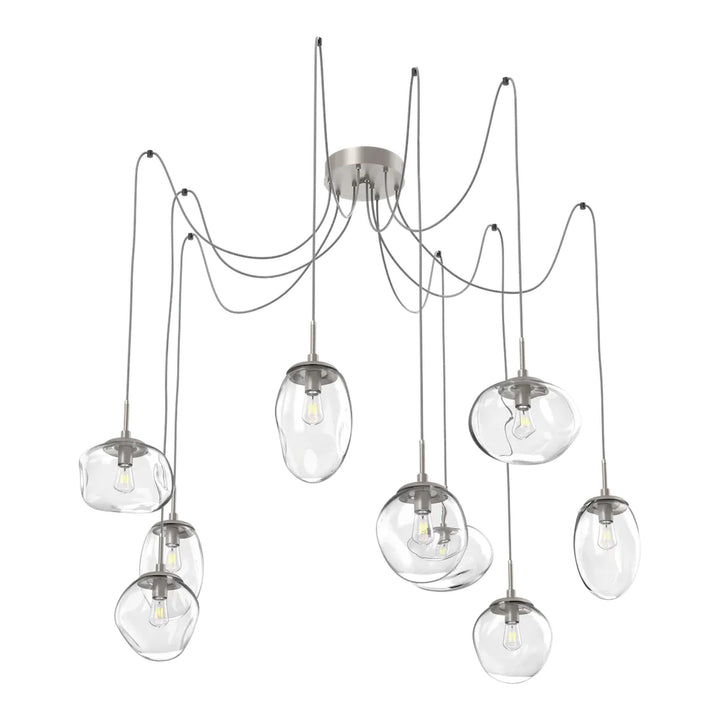 Cosmos Swag Chandelier by Hammerton Studio 9 Lights in Beige Silver with Clear glass on adjustable cord (E26)
