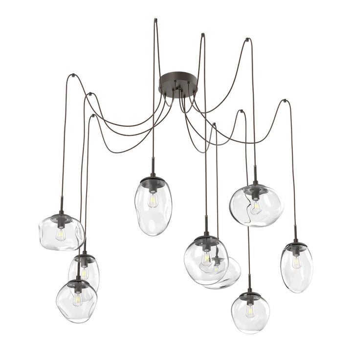Cosmos Swag Chandelier by Hammerton Studio 9 Lights in Flat Bronze with Clear glass on adjustable cord (E26)