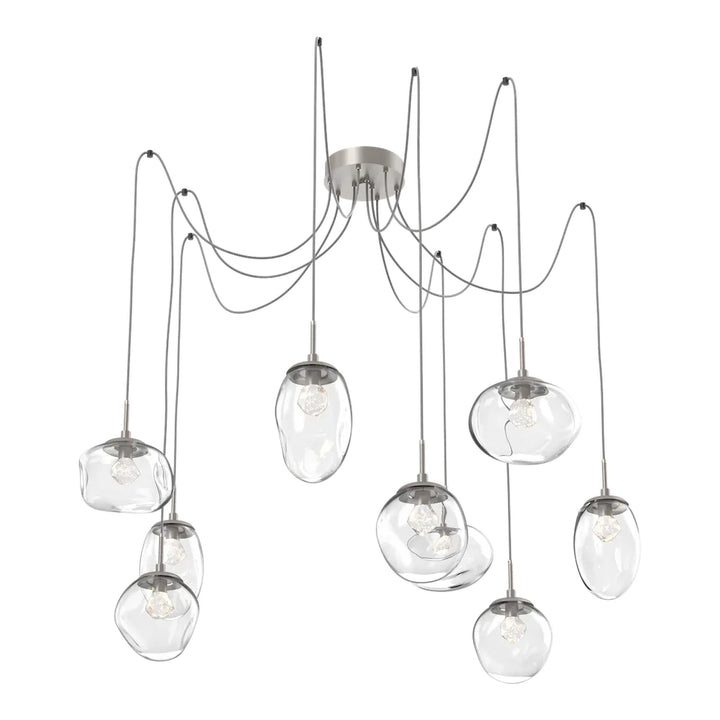 Cosmos Swag Chandelier by Hammerton Studio 9 Lights in Beige Silver with Clear glass on adjustable cord (LED)