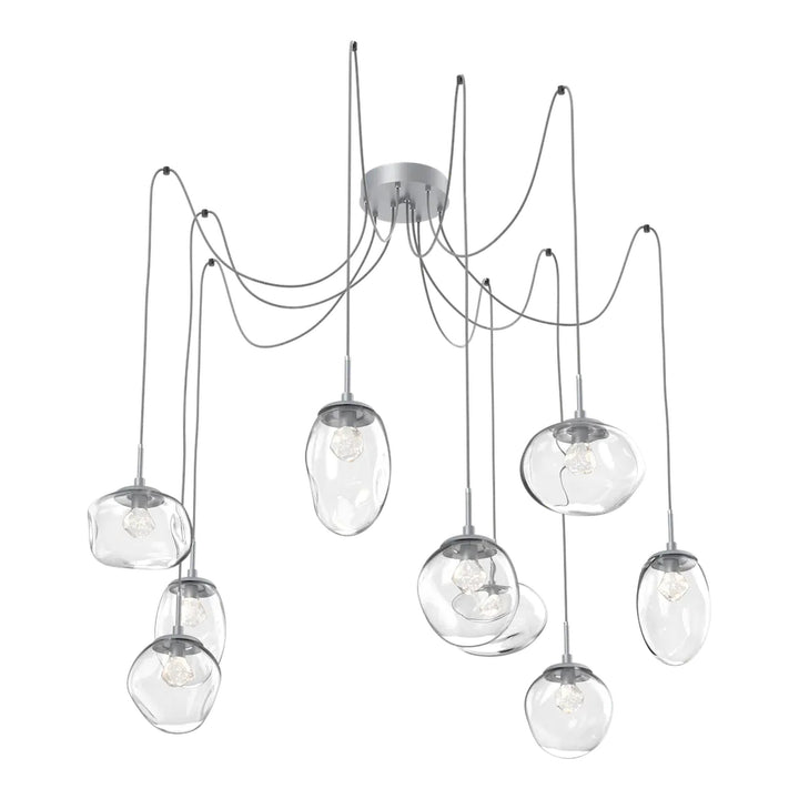 Cosmos Swag Chandelier by Hammerton Studio 9 Lights in Classic Silver with Clear glass on adjustable cord (LED)