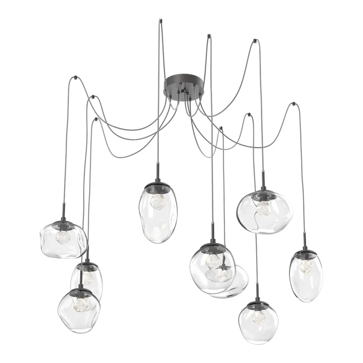 Cosmos Swag Chandelier by Hammerton Studio 9 Lights in Graphite with Clear glass on adjustable cord (LED)