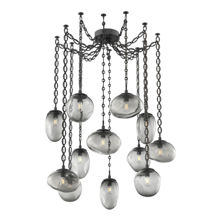 Cosmos Swag Chandelier by Hammerton Studio in Matte Black with Smoke glass