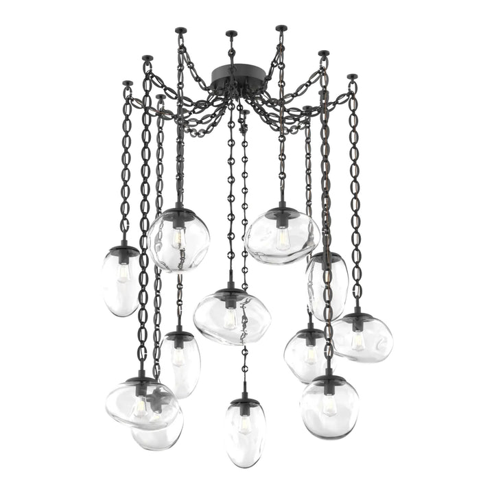 Cosmos Swag Chandelier by Hammerton Studio 12 Lights in Matte Black with Clear glass on chain (E26)