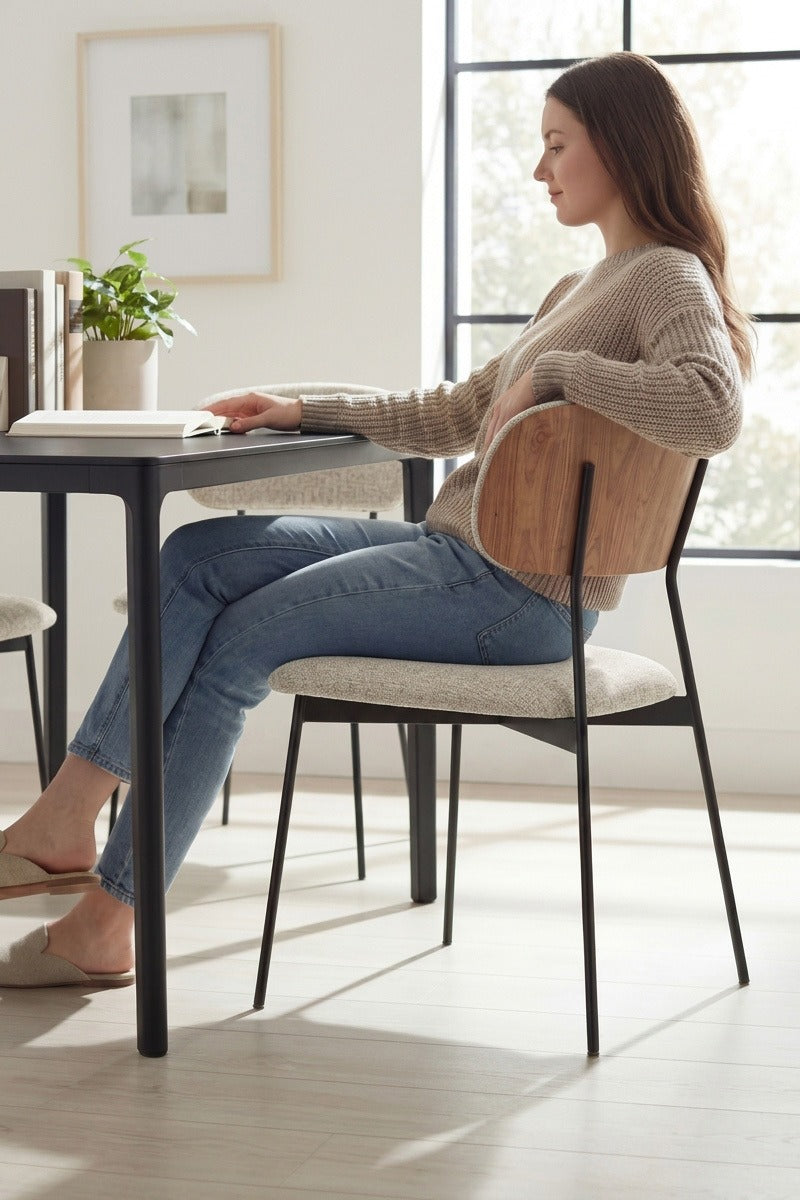 Cove 5020 Dining Side Chair in Walnut / Black / Oatmeal lifestyle