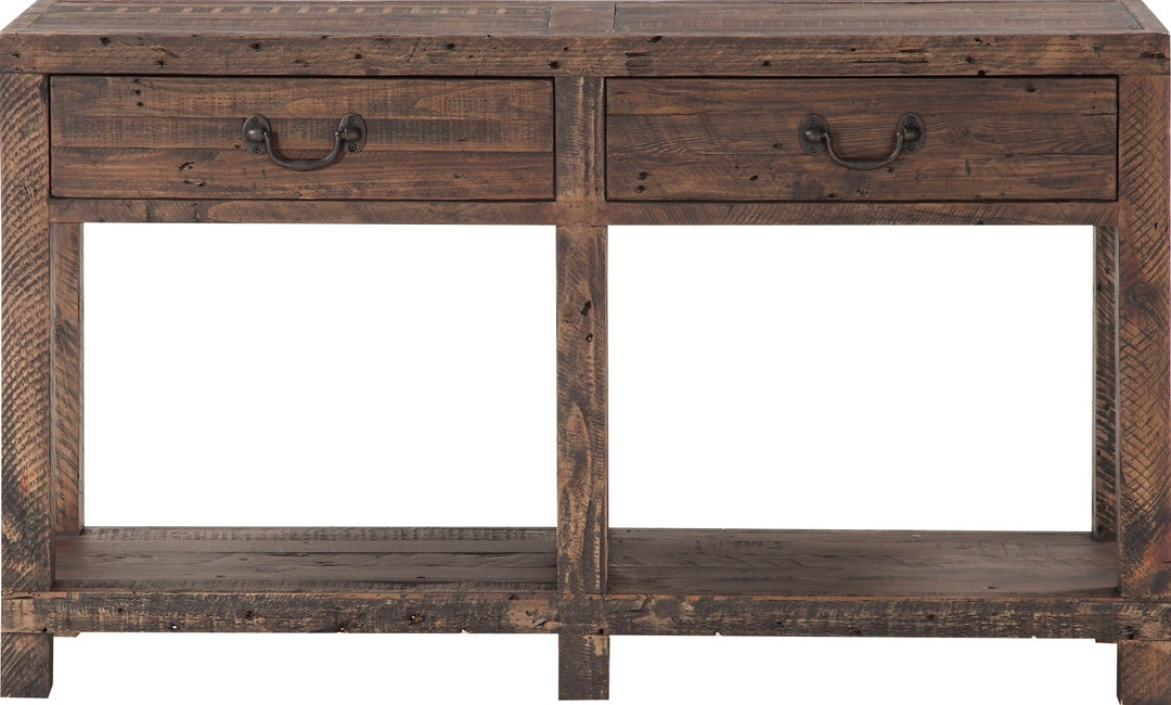 Craster Reclaimed Wood Console Table in Smoky Taupe — lifestyle photo