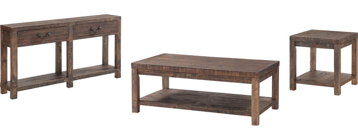 Craster Reclaimed Wood Console Table in Smoky Taupe — product view on a white background