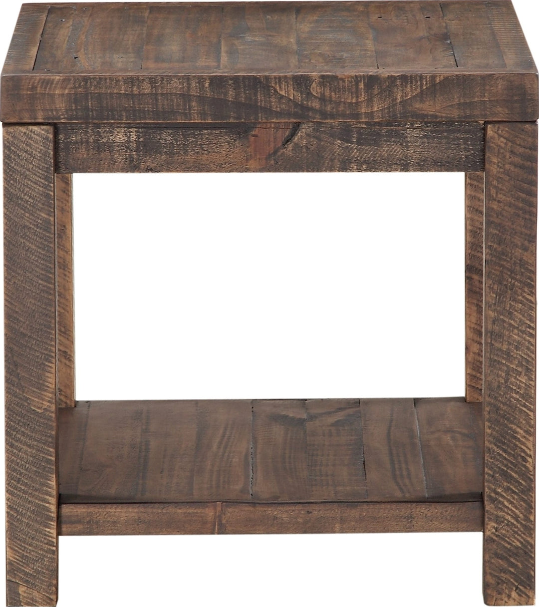 Craster Reclaimed Wood Square Side Table in Smoky Taupe — lifestyle photo