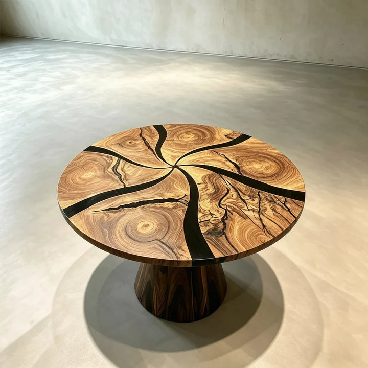 Round Black Epoxy Resin Dining Table by Thomas Dawn