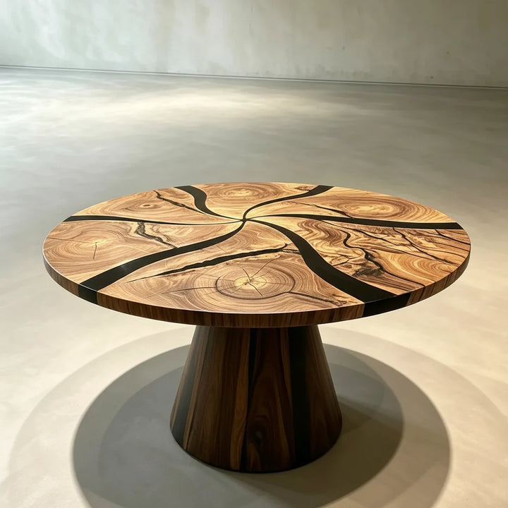 Round Black Epoxy Resin Dining Table by Thomas Dawn