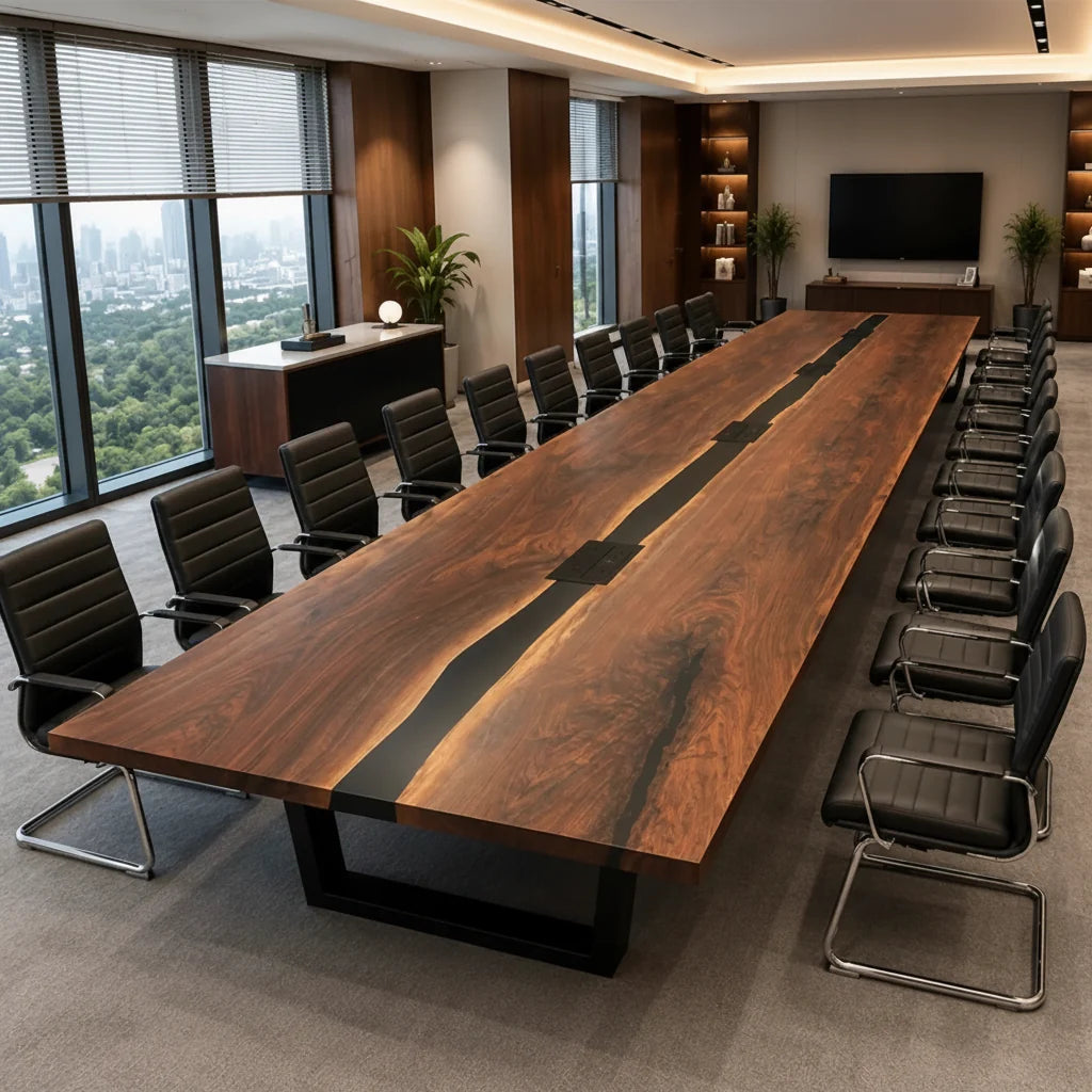Black Walnut Obsidian Boardroom Table by Thomas Dawn