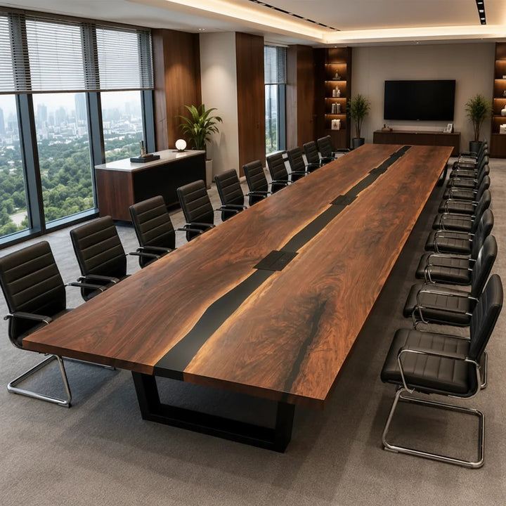 Black Walnut Obsidian Boardroom Table by Thomas Dawn