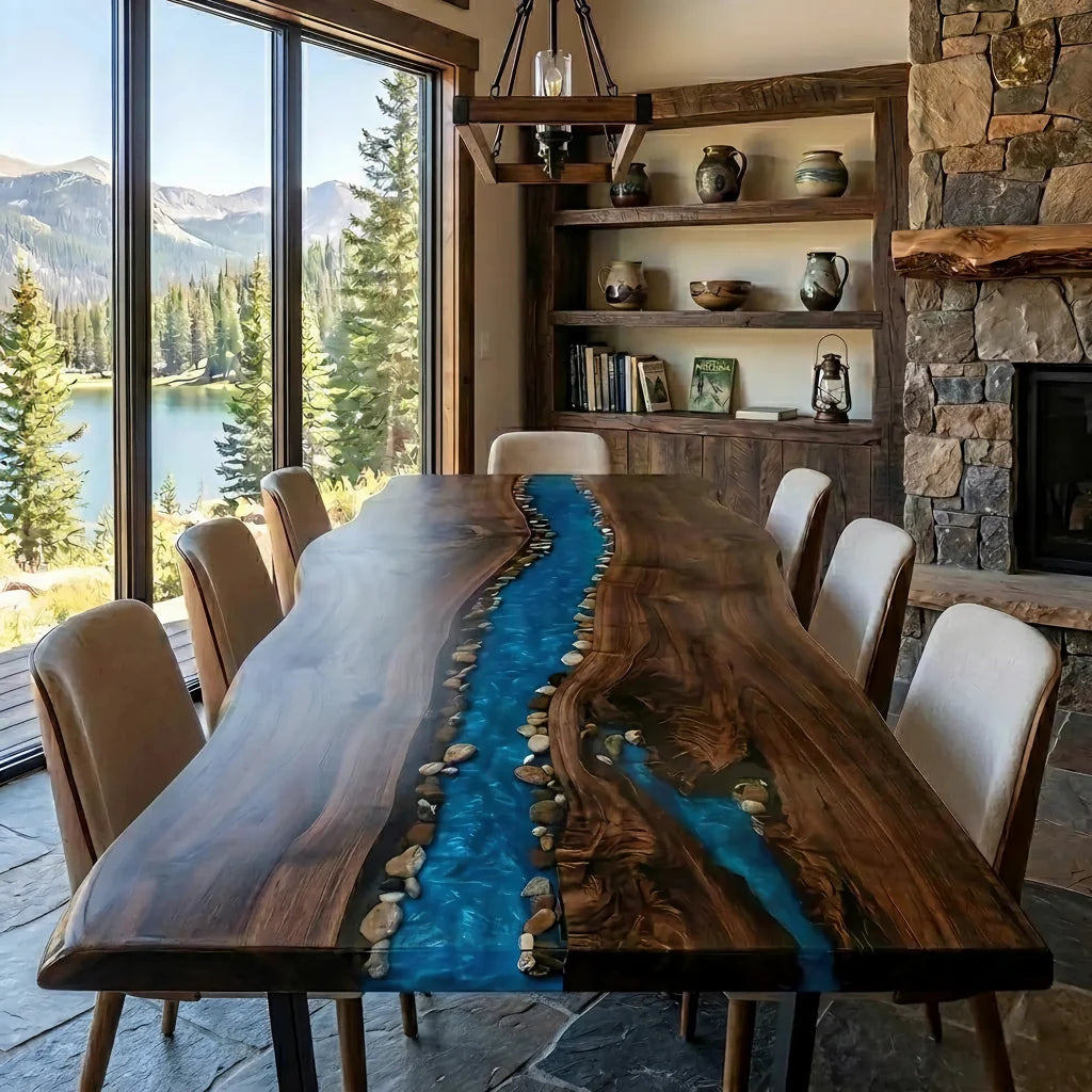Alpine Black Walnut River Dining Table by Thomas Dawn