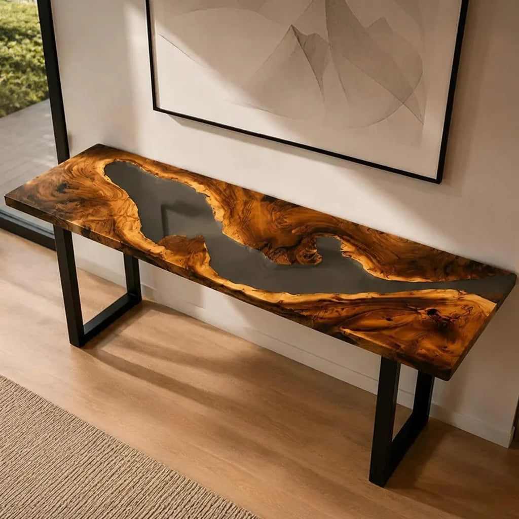 Smoked Walnut Resin Console Table by Thomas Dawn