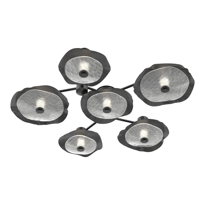 Cumulus Hub &amp; Spoke by Hammerton Studio – 6 Light Round in Matte Black with Clear Granite Glass accent