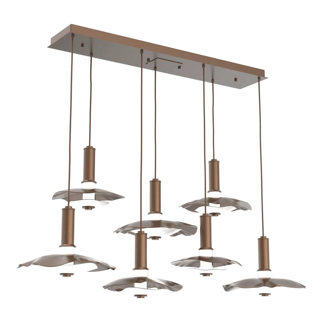 Cumulus Linear Pendant Chandelier by Hammerton Studio – 7 Lights in Burnished Bronze