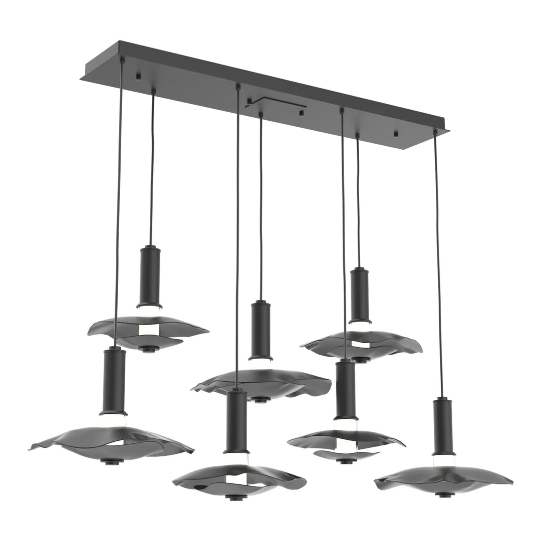 Cumulus Linear Pendant Chandelier by Hammerton Studio – 7 Lights in Matte Black with Matte Black accent