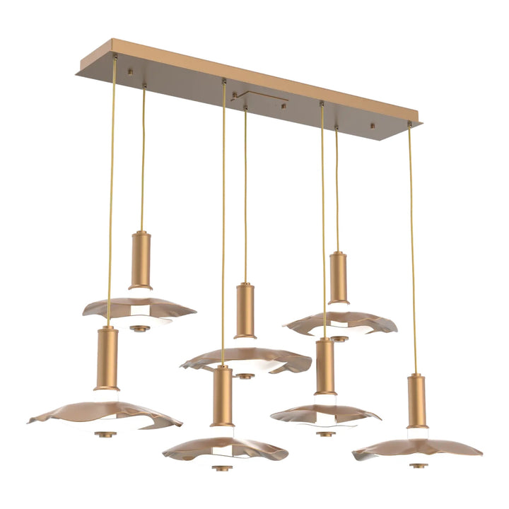 Cumulus Linear Pendant Chandelier by Hammerton Studio – 7 Lights in Novel Brass