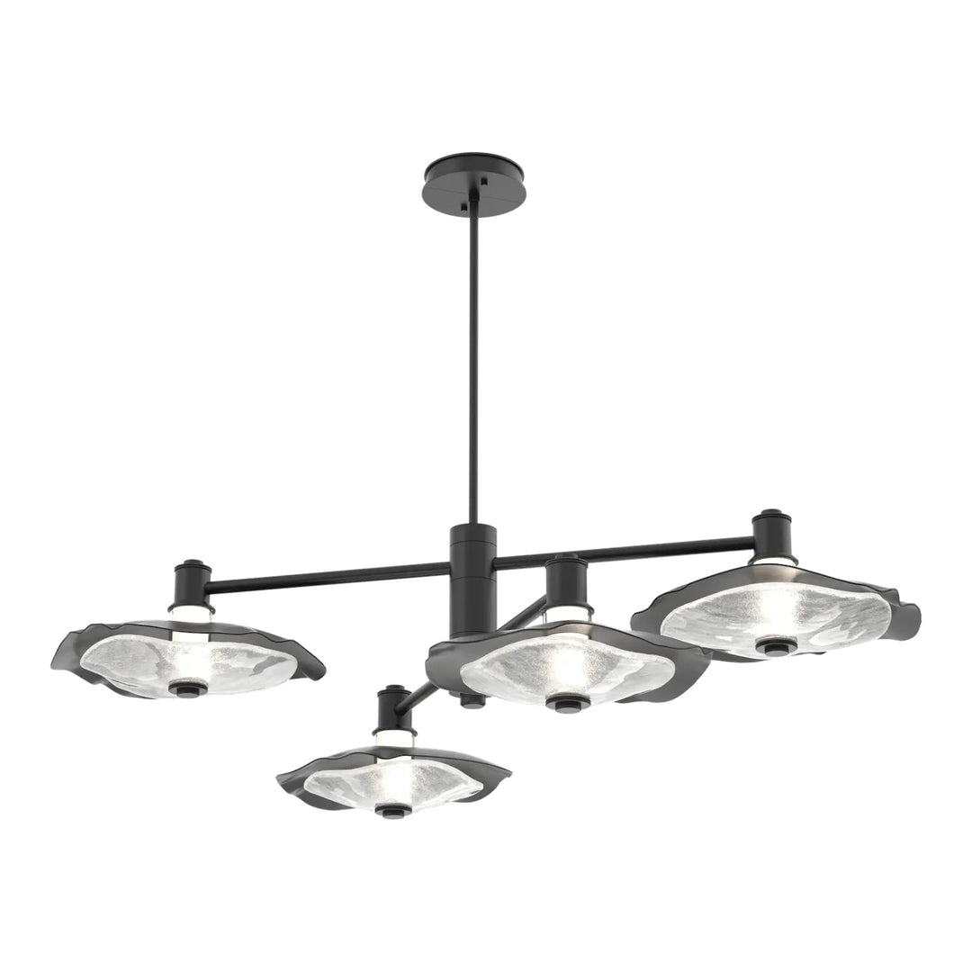 Cumulus Mobile Chandelier by Hammerton Studio – 4 Lights in Matte Black with Clear Granite Glass accent