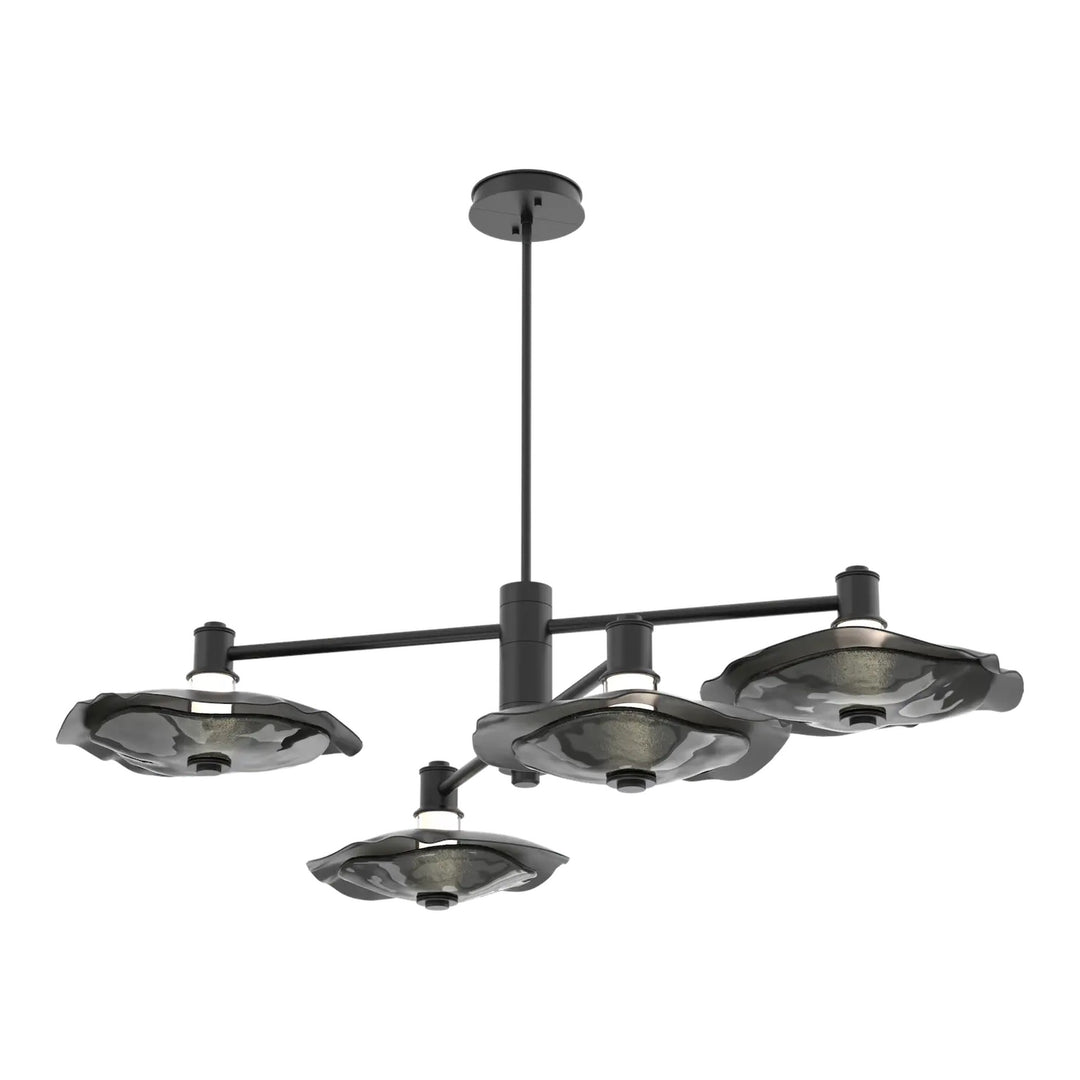 Cumulus Mobile Chandelier by Hammerton Studio – 4 Lights in Matte Black with Smoke Granite Glass accent