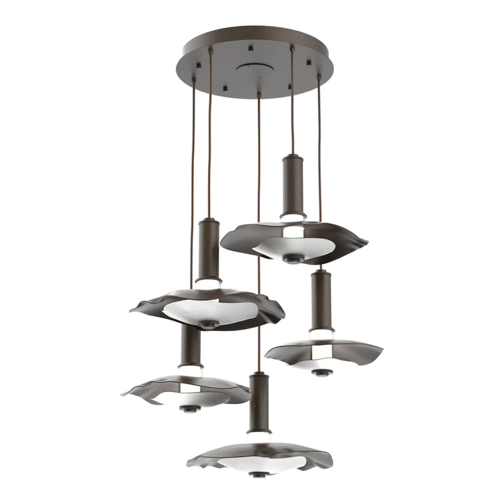 Cumulus Round Pendant Chandelier by Hammerton Studio – 5 Lights in Flat Bronze