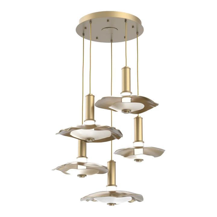 Cumulus Round Pendant Chandelier by Hammerton Studio – 5 Lights in Gilded Brass