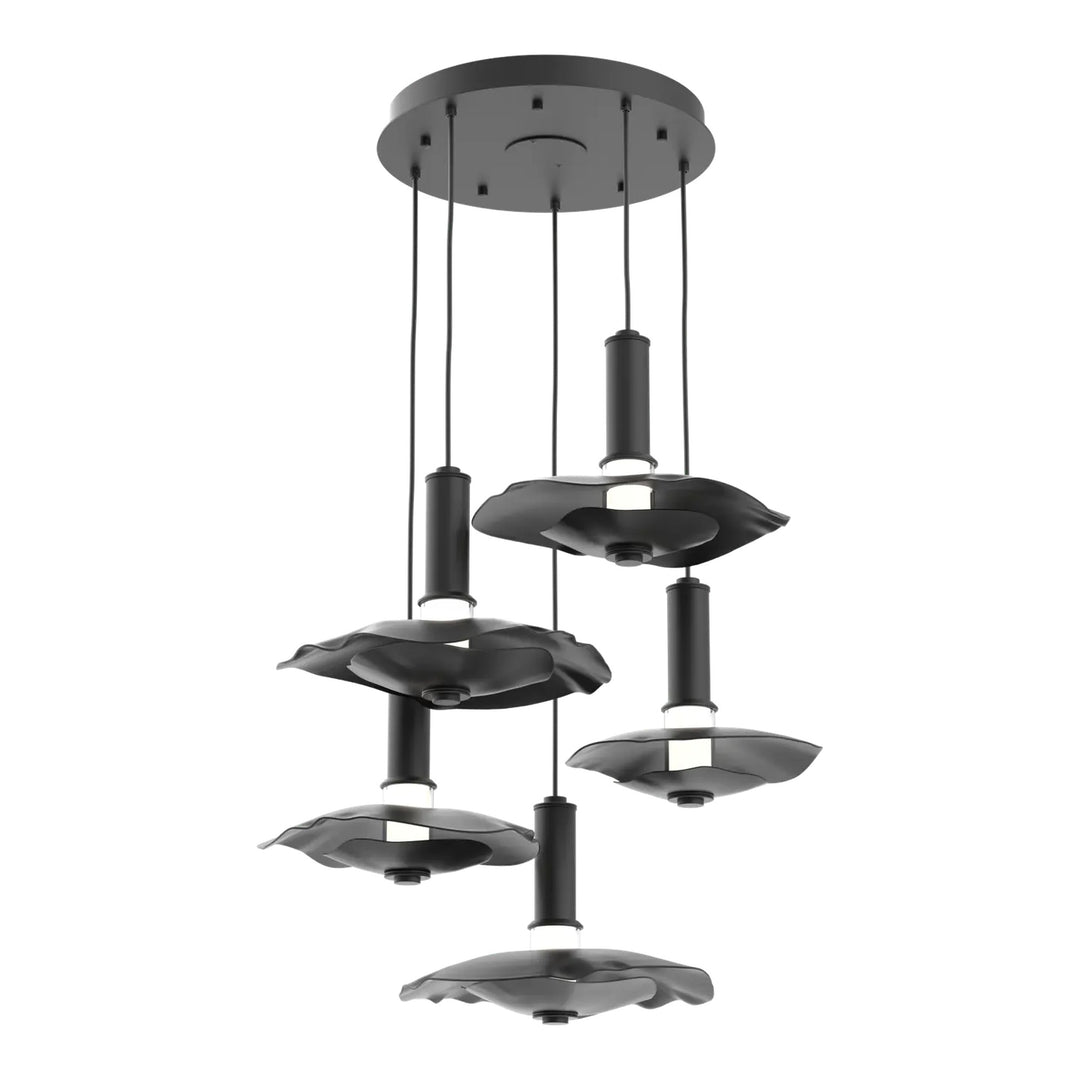Cumulus Round Pendant Chandelier by Hammerton Studio – 5 Lights in Matte Black with Matte Black accent