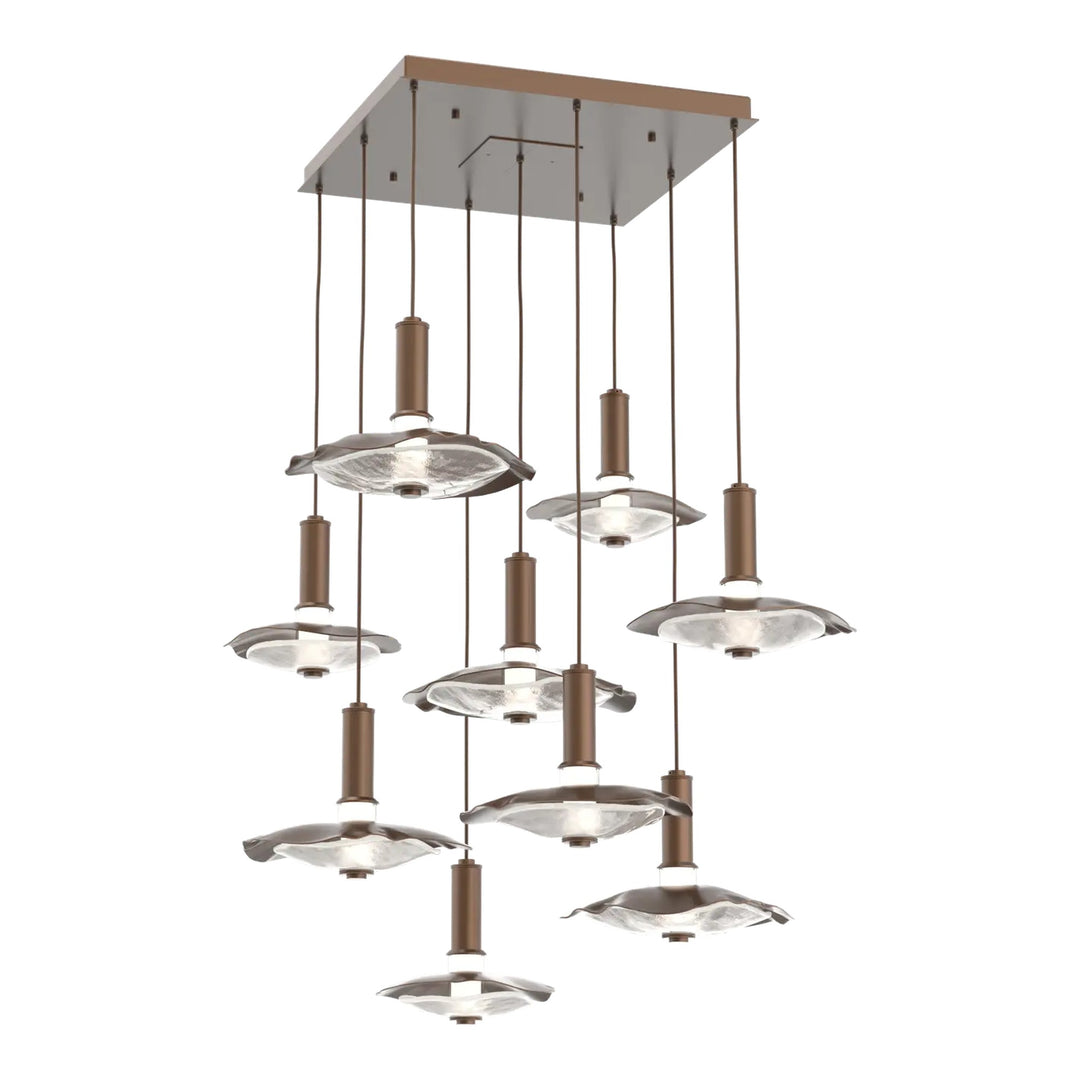Cumulus Square Pendant Chandelier by Hammerton Studio – 9 Lights in Burnished Bronze