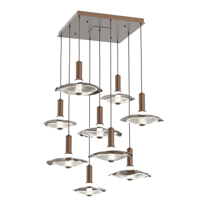 Cumulus Square Pendant Chandelier by Hammerton Studio – 9 Lights in Burnished Bronze