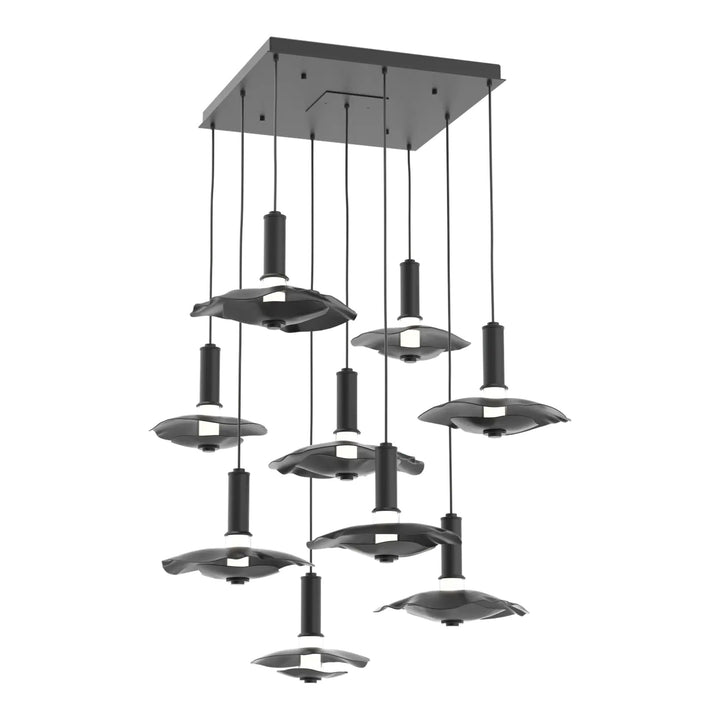 Cumulus Square Pendant Chandelier by Hammerton Studio – 9 Lights in Matte Black with Matching Finish accent