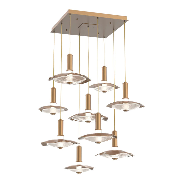 Cumulus Square Pendant Chandelier by Hammerton Studio – 9 Lights in Novel Brass