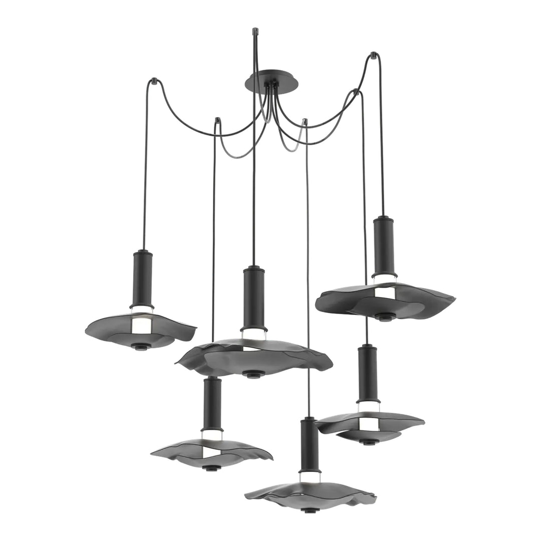 Cumulus Swag Chandelier by Hammerton Studio – 6 Lights in Matte Black with Matching Finish accent