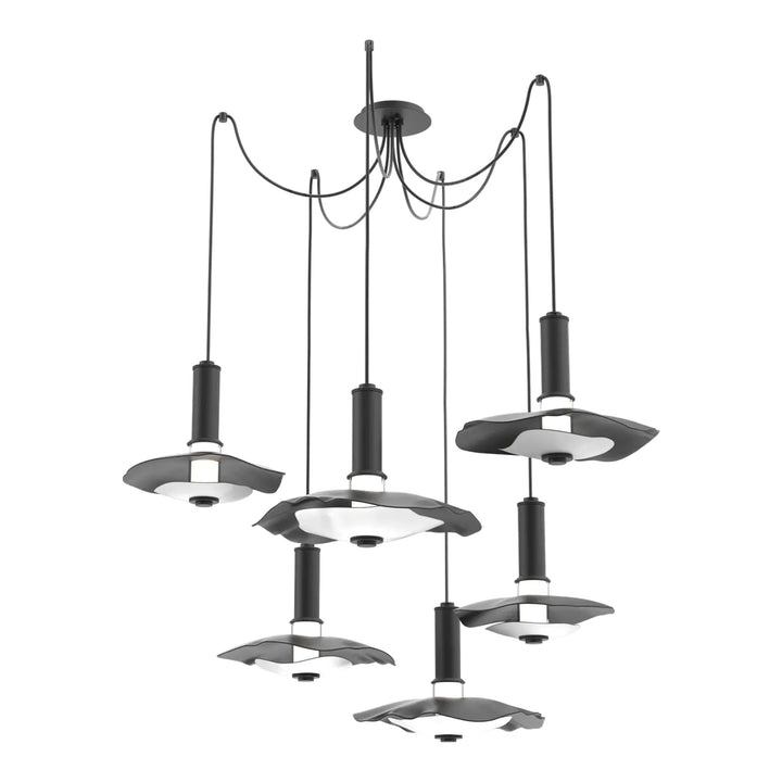 Cumulus Swag Chandelier by Hammerton Studio – 6 Lights in Matte Black with Salt White accent